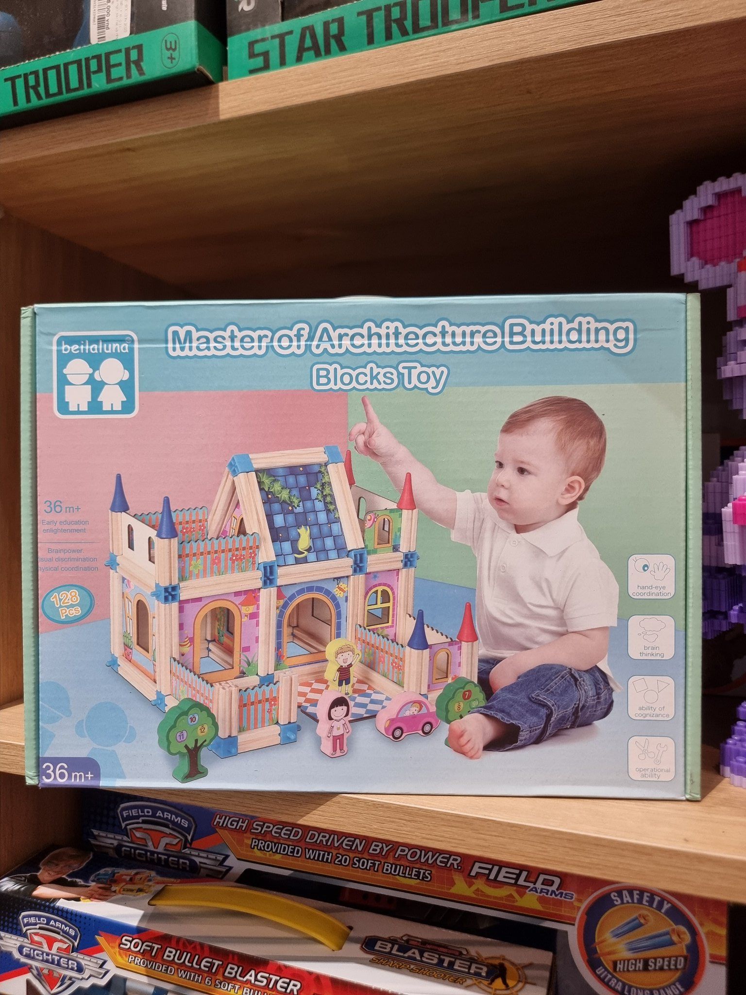 BEILALUNA Đồ chơi giáo dục _ Mô hình lắp ghép nhà gỗ 3D 128pcs 3+Ages No. BLLN-3461