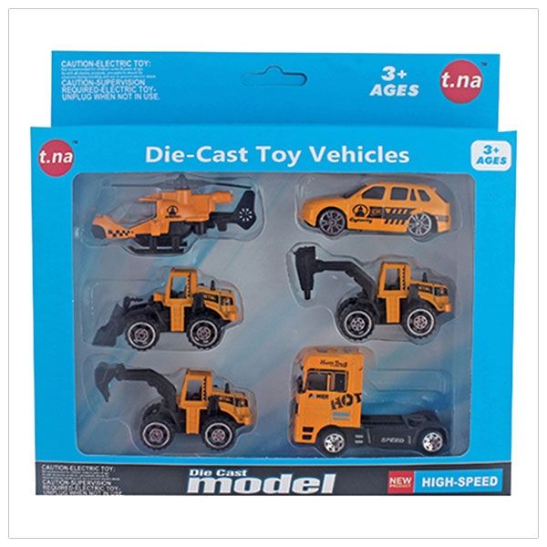 Bộ 6 xe xây hình mô hình kim loại TN-1021C