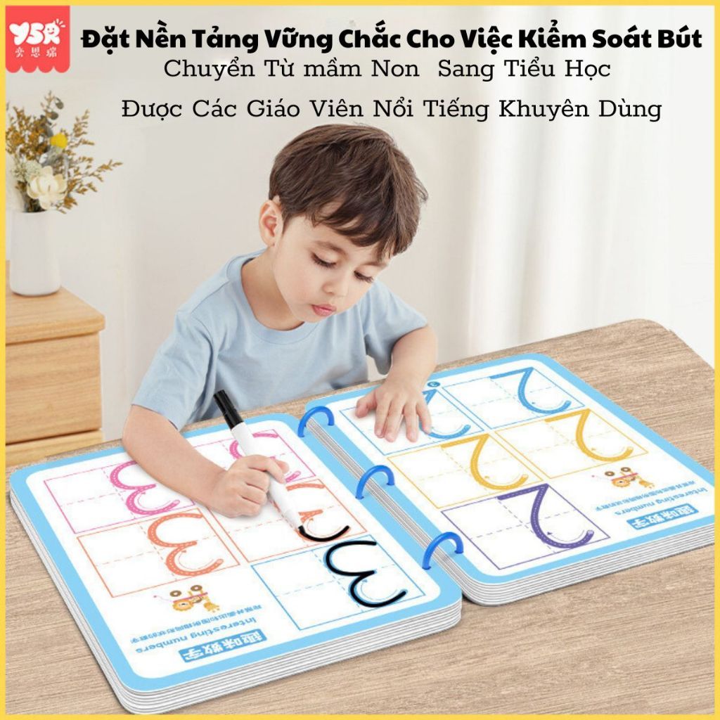 Đồ chơi giáo dục _ bộ sách tập vẽ cho bé (có thể xóa được) Stroke line dot to dot 64pcs 2Ages+ No. 555-2