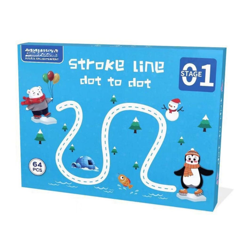 Đồ chơi giáo dục _ bộ sách tập vẽ cho bé (có thể xóa được) Stroke line dot to dot 64pcs 2Ages+ No. 555-2