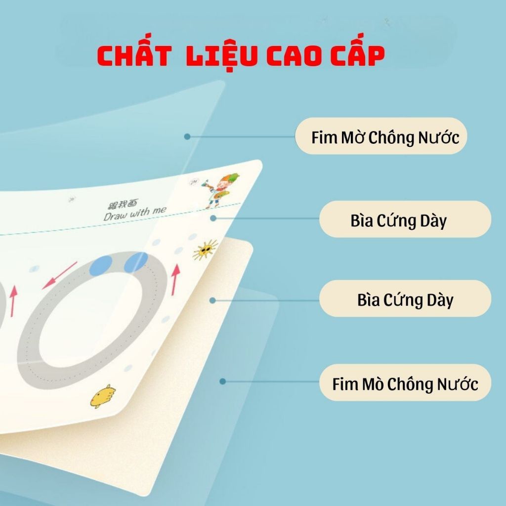Đồ chơi giáo dục _ bộ sách tập vẽ cho bé (có thể xóa được) Stroke line dot to dot 64pcs 2Ages+ No. 555-2