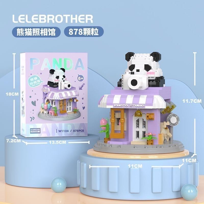 Đồ chơi lắp ghép LELEBROTHER : Hộp xếp khối Gấu Trúc Panda, 880pcs, 6+ages, No. W1123,4,5,6,7
