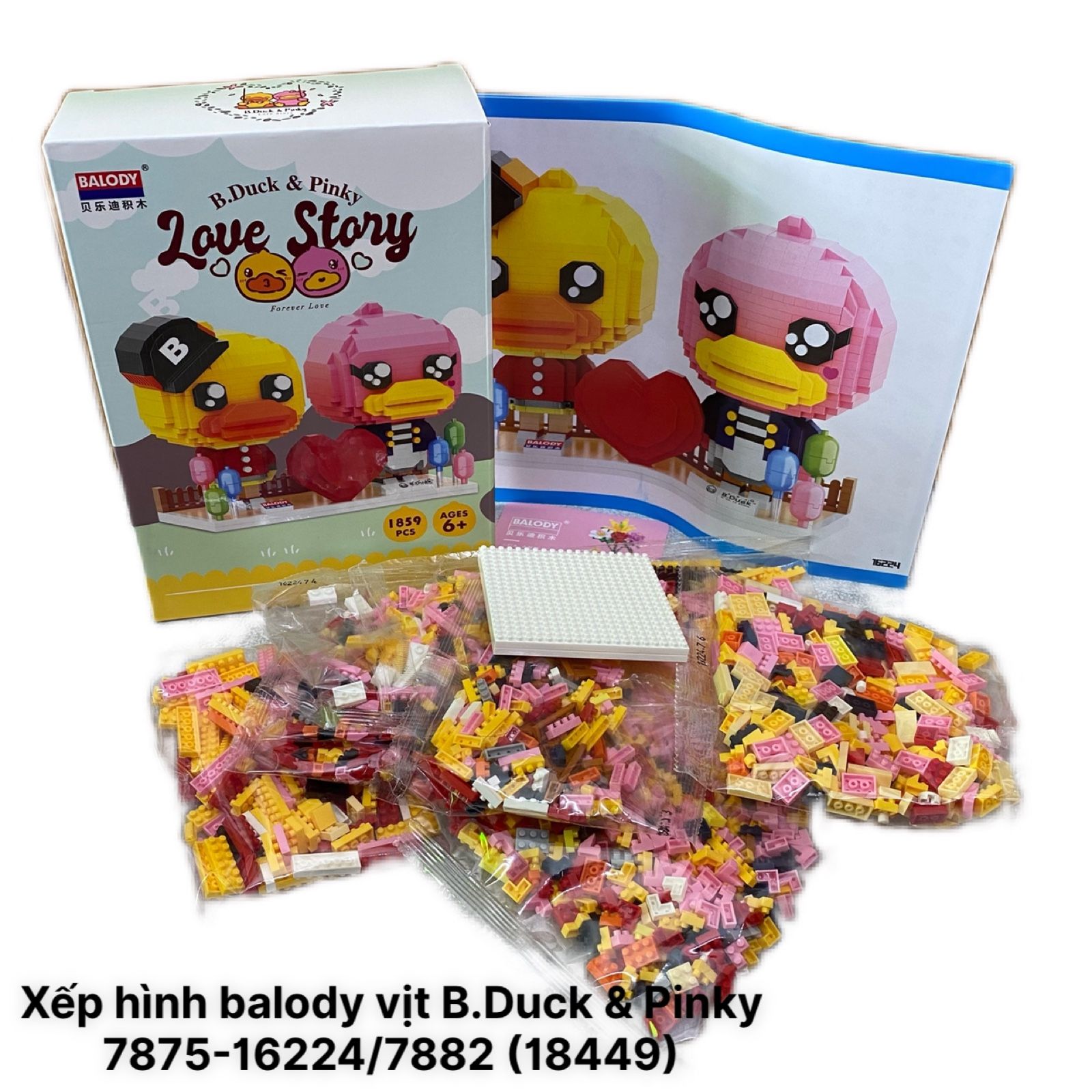 Xếp hình Balody - Tình Yêu Vịt B.Duck-Pinky & Bánh Donut (1900 miếng ghép) - 7882 (18449)