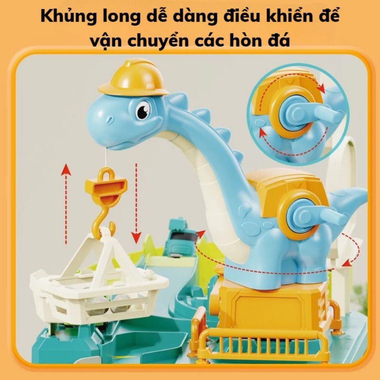 Đồ chơi lắp ráp đường đua cần cẩu khủng long kết hợp công trình xây dựng có nhạc BX668-90