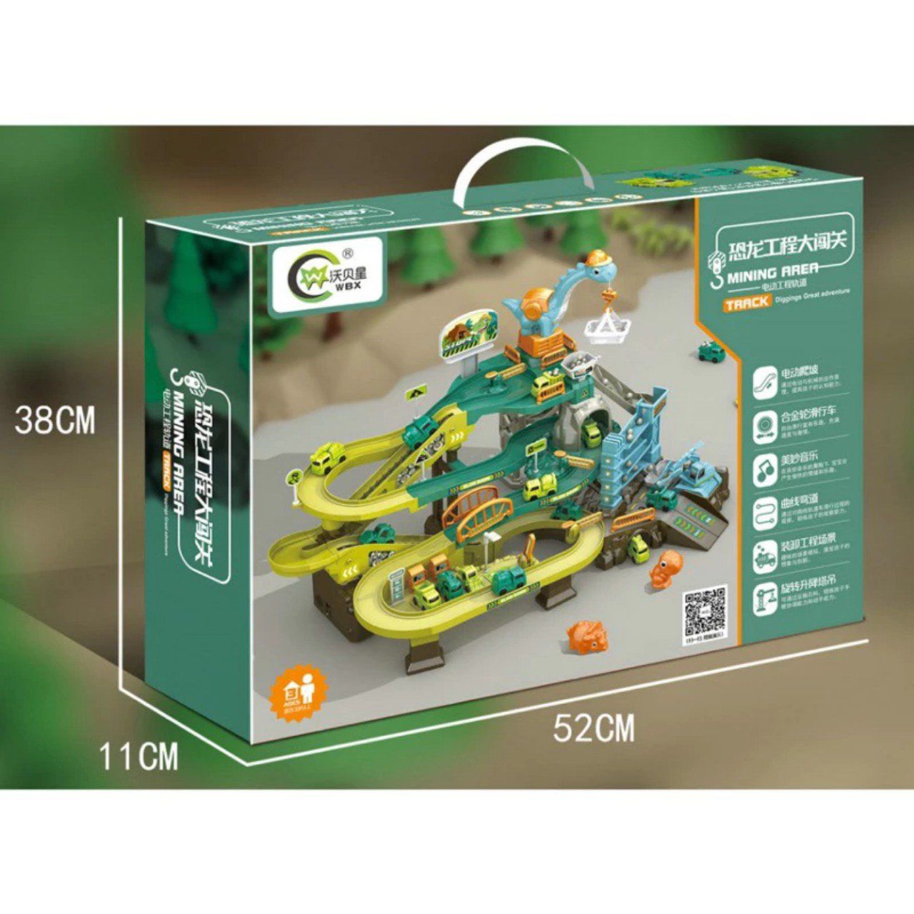 Đồ chơi lắp ráp đường đua cần cẩu khủng long kết hợp công trình xây dựng có nhạc BX668-90