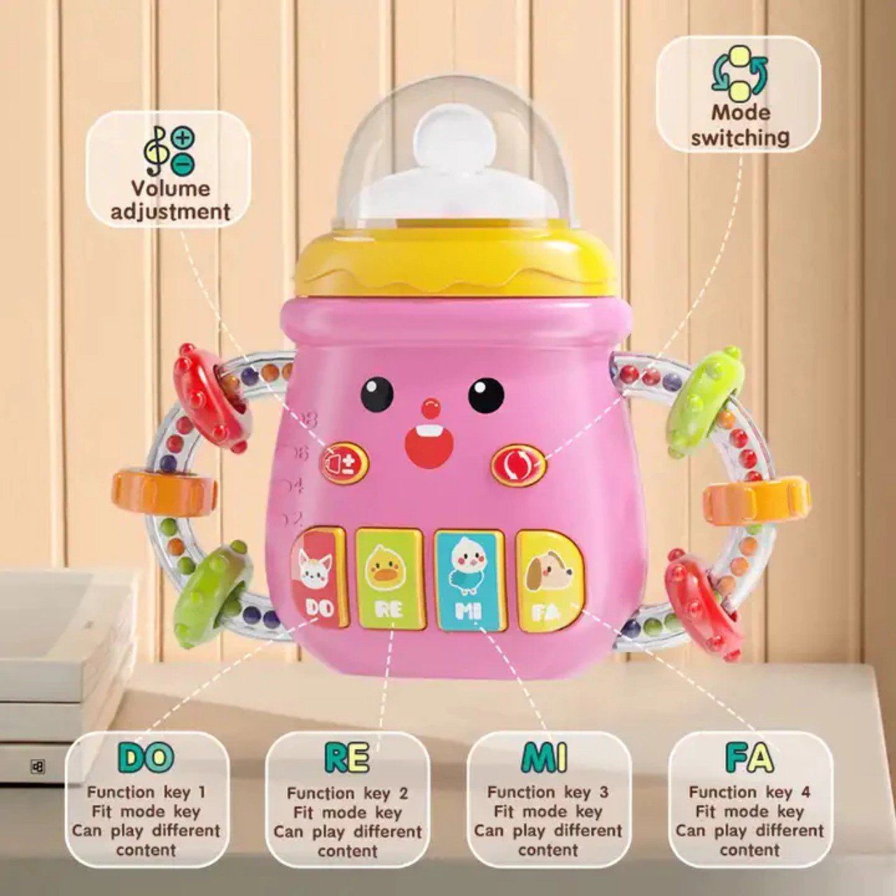 AIYINGLE _ Gậm nướu cho bé (Hình bình sữa -dùng pin) không độc hại (phù hợp cho bé trên 10 tháng tuổi) No. 668-234