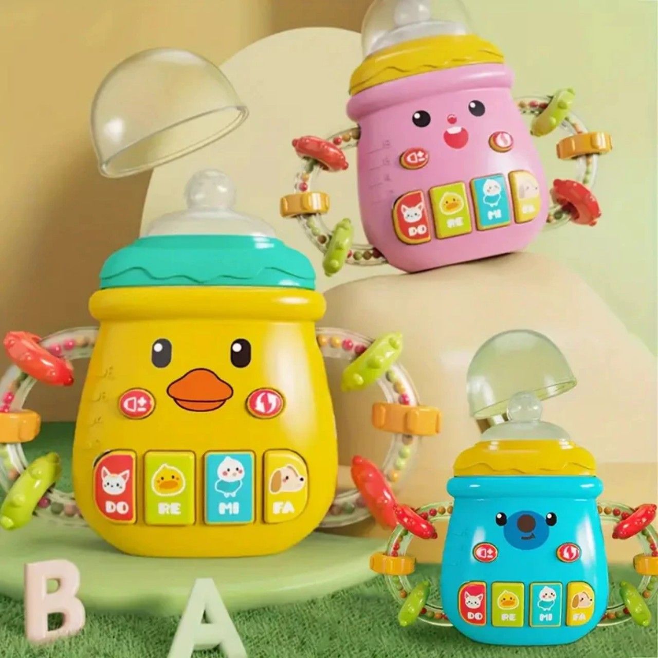 AIYINGLE _ Gậm nướu cho bé (Hình bình sữa -dùng pin) không độc hại (phù hợp cho bé trên 10 tháng tuổi) No. 668-234