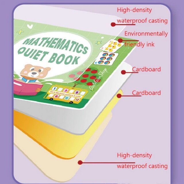 Đồ chơi giáo dục : bộ sách bóc dán làm quen với toán học Mathematics quiet book 3Ages+ No. 555-3