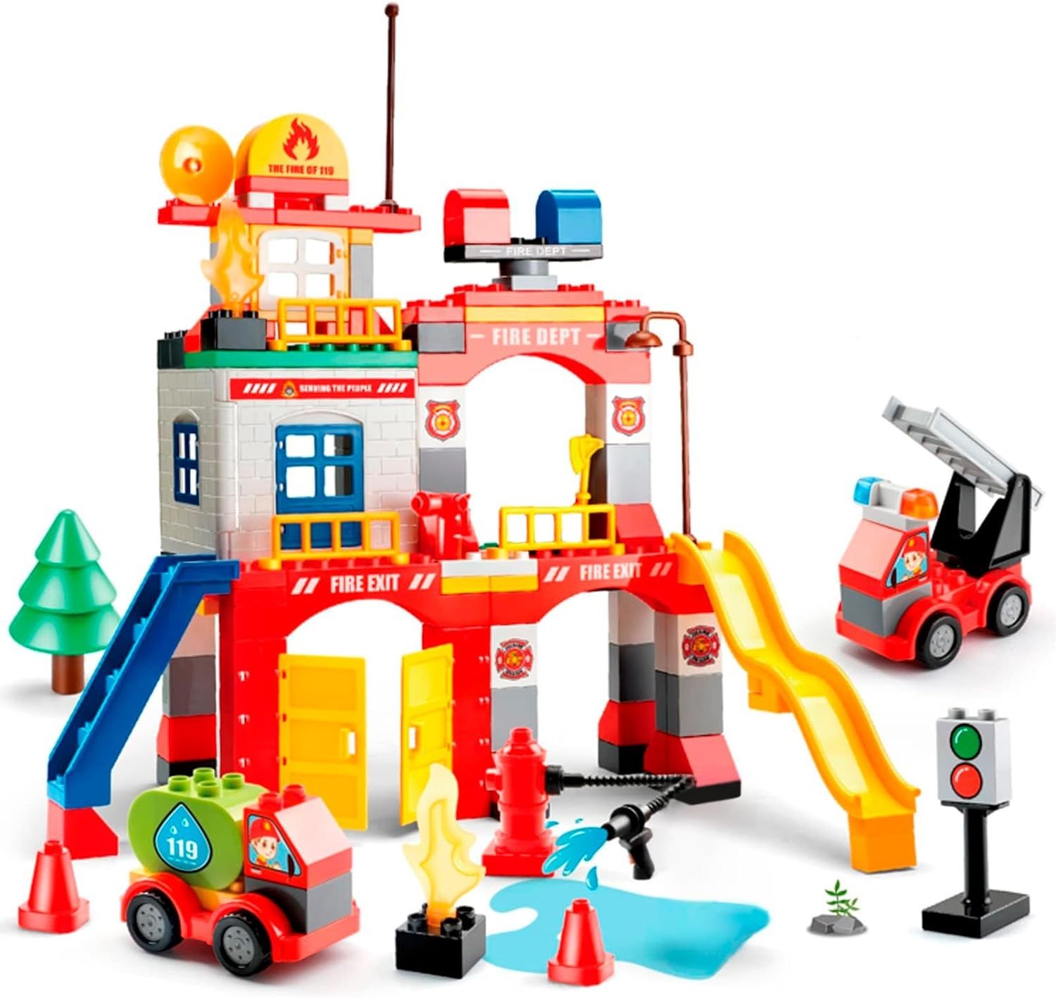 Đồ chơi lego: bộ lắp ghép xếp khối Trạm cứu hỏa, 146pcs 6ages+, Model FL1663. FEELO brand