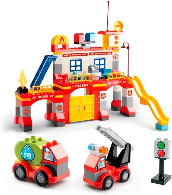 Đồ chơi lego: bộ lắp ghép xếp khối Trạm cứu hỏa, 146pcs 6ages+, Model FL1663. FEELO brand