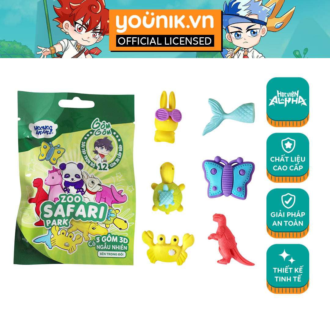 GomGom 3D Eraser - Zoo Safari Park (MUA 2 TẶNG 1)