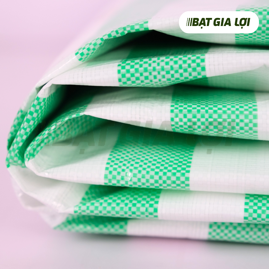 Bạt Nhựa PE Sọc Xanh Lá, Trắng 170gr/m2