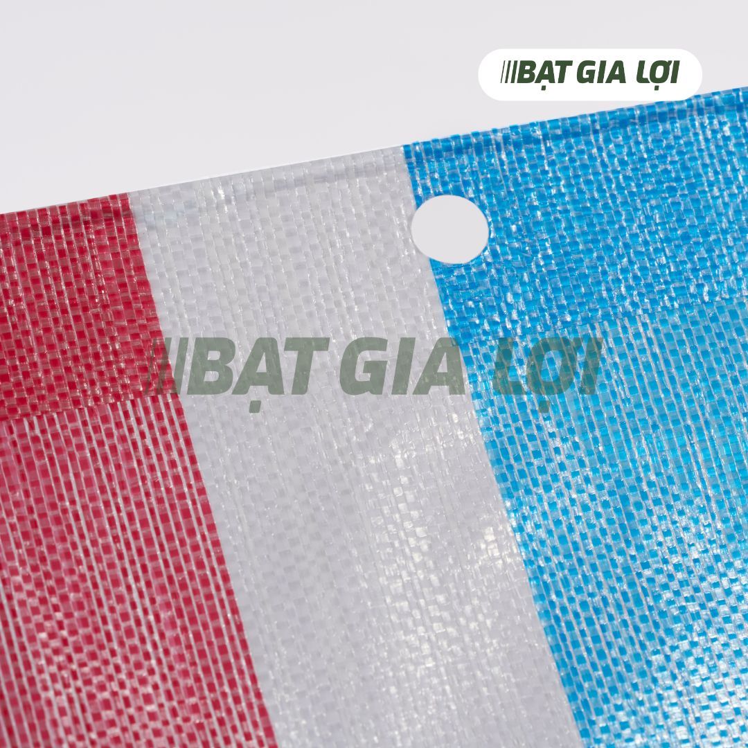 Bạt Nhựa PE Sọc Xanh Trắng Đỏ 120gr/m2
