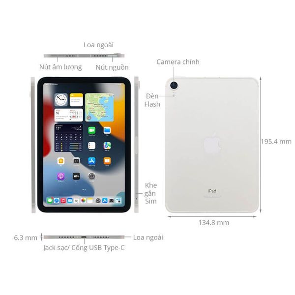 iPad Mini 6 (2021) WIFI Cellular thông số kĩ thuật