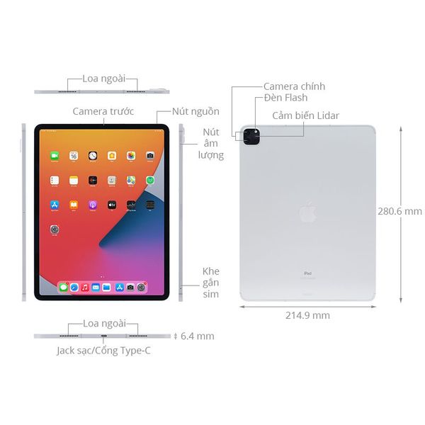 iPad Pro M1 2021 12.9_ WIFI Cellular thông số chi tiết