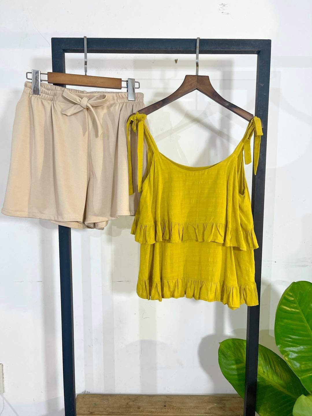 Áo dây thắt nơ 2 tầng bèo Cotton