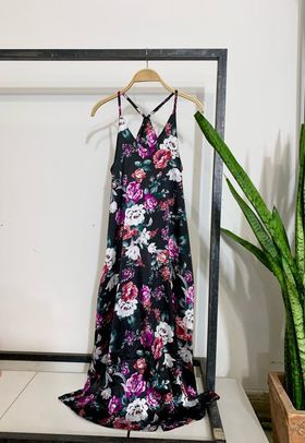  Đầm midi lụa hoa 2 dây Infashion 