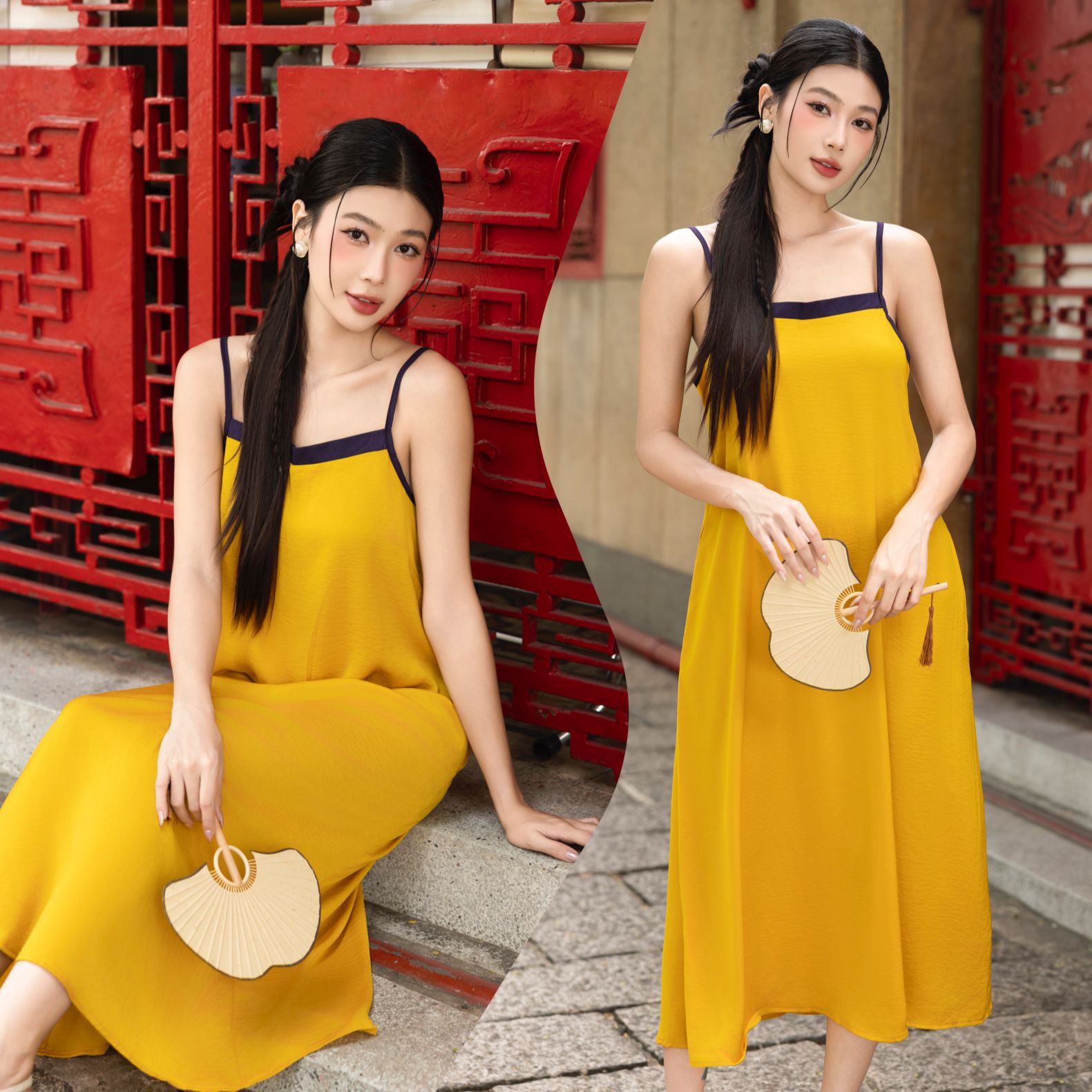 Đầm dây dài cột nơ sau