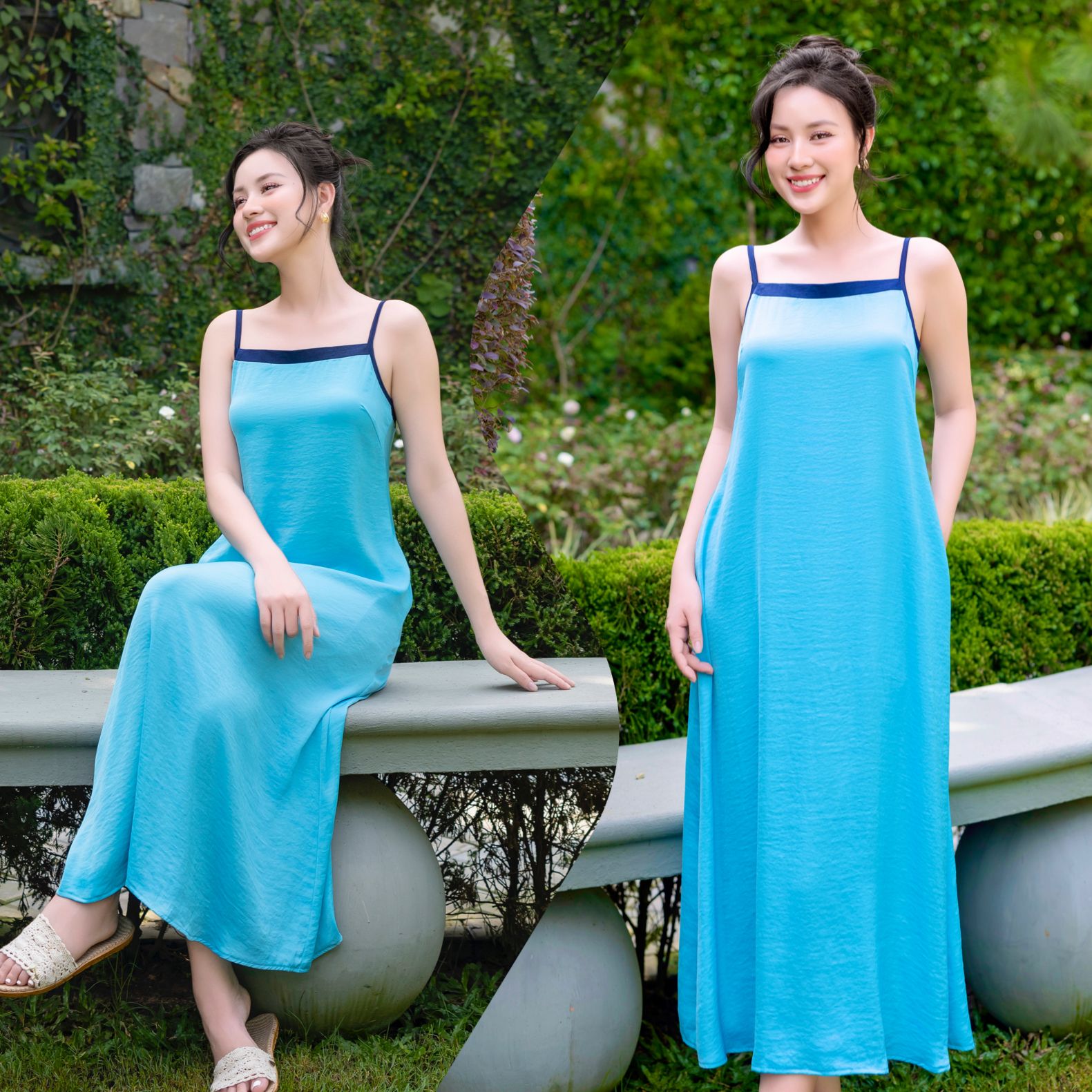Đầm dây dài cột nơ sau