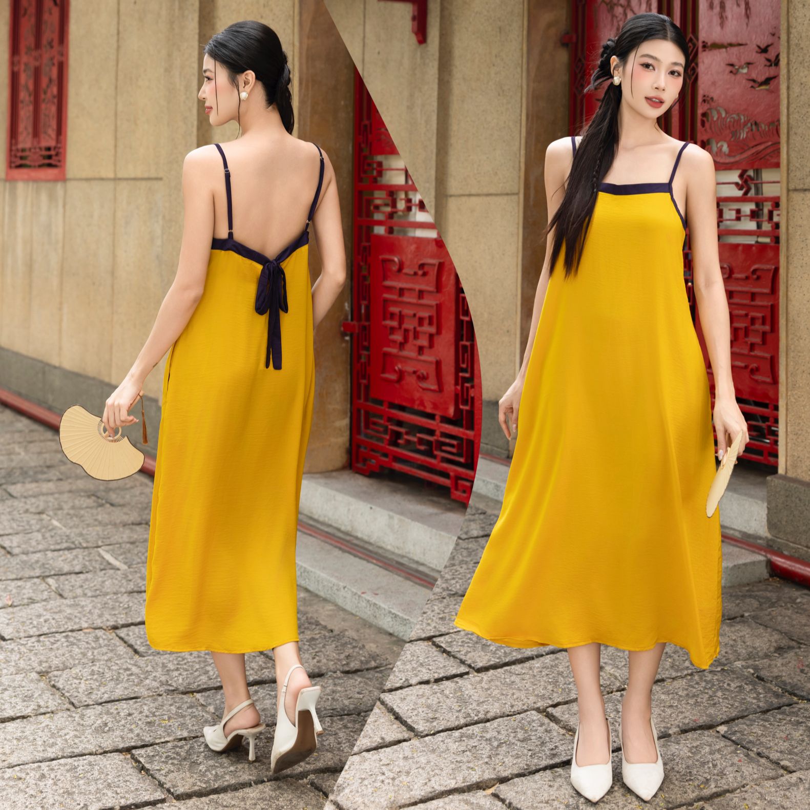 Đầm dây dài cột nơ sau