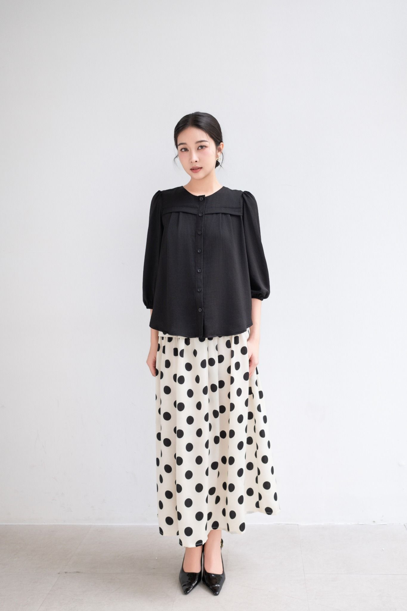Áo sơ mi tay lững xếp pli