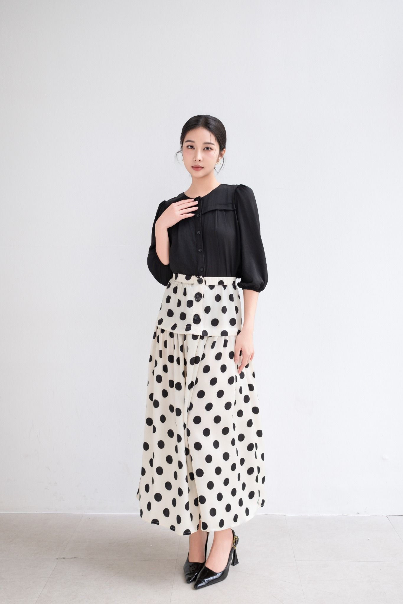 Áo sơ mi tay lững xếp pli