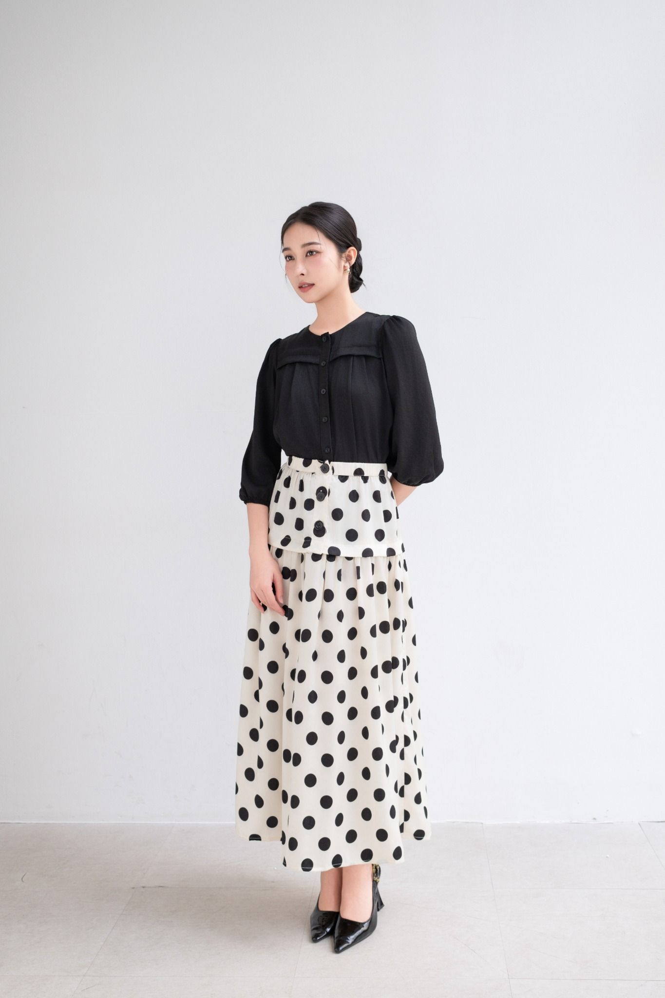 Áo sơ mi tay lững xếp pli