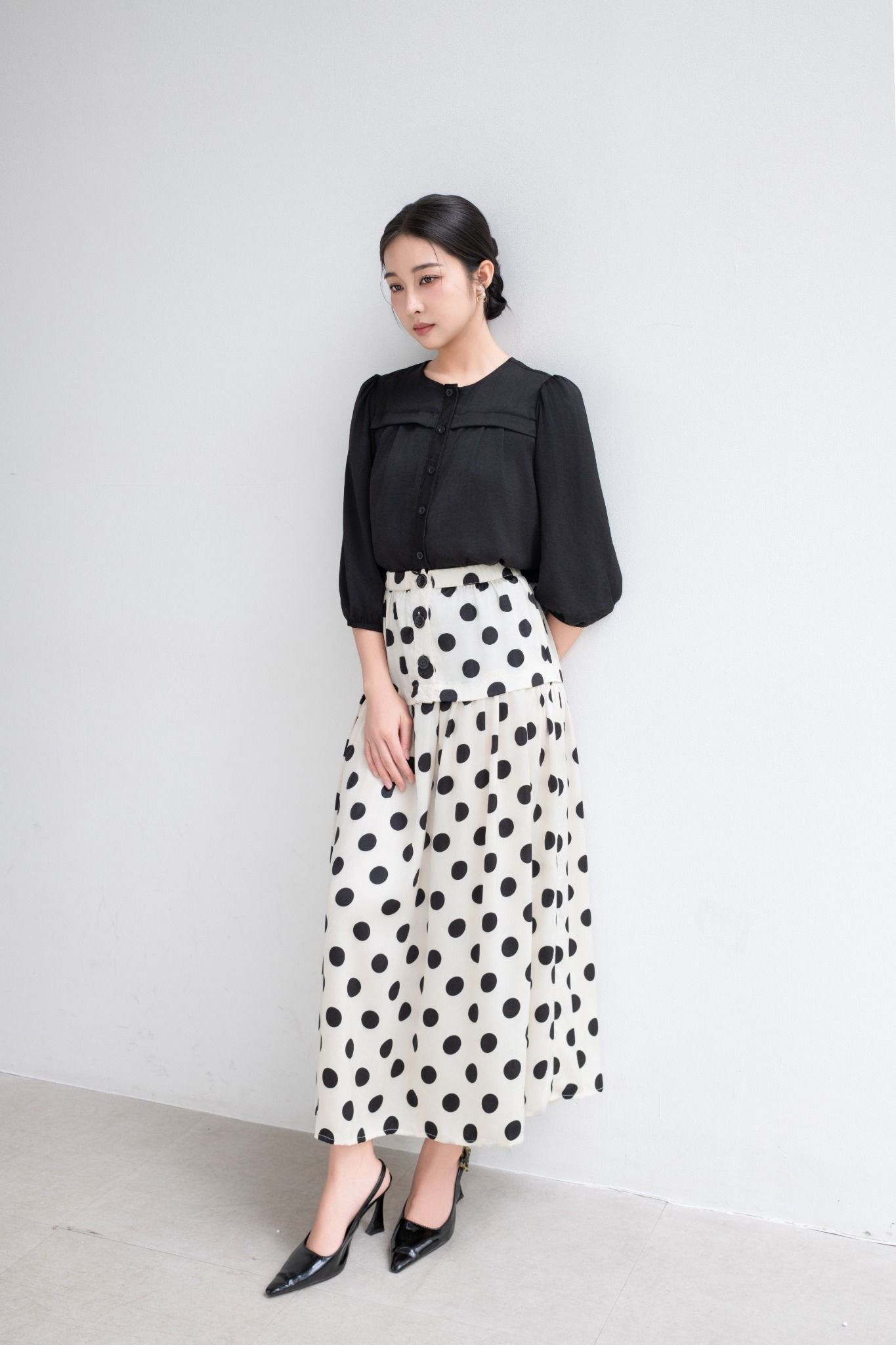 Áo sơ mi tay lững xếp pli