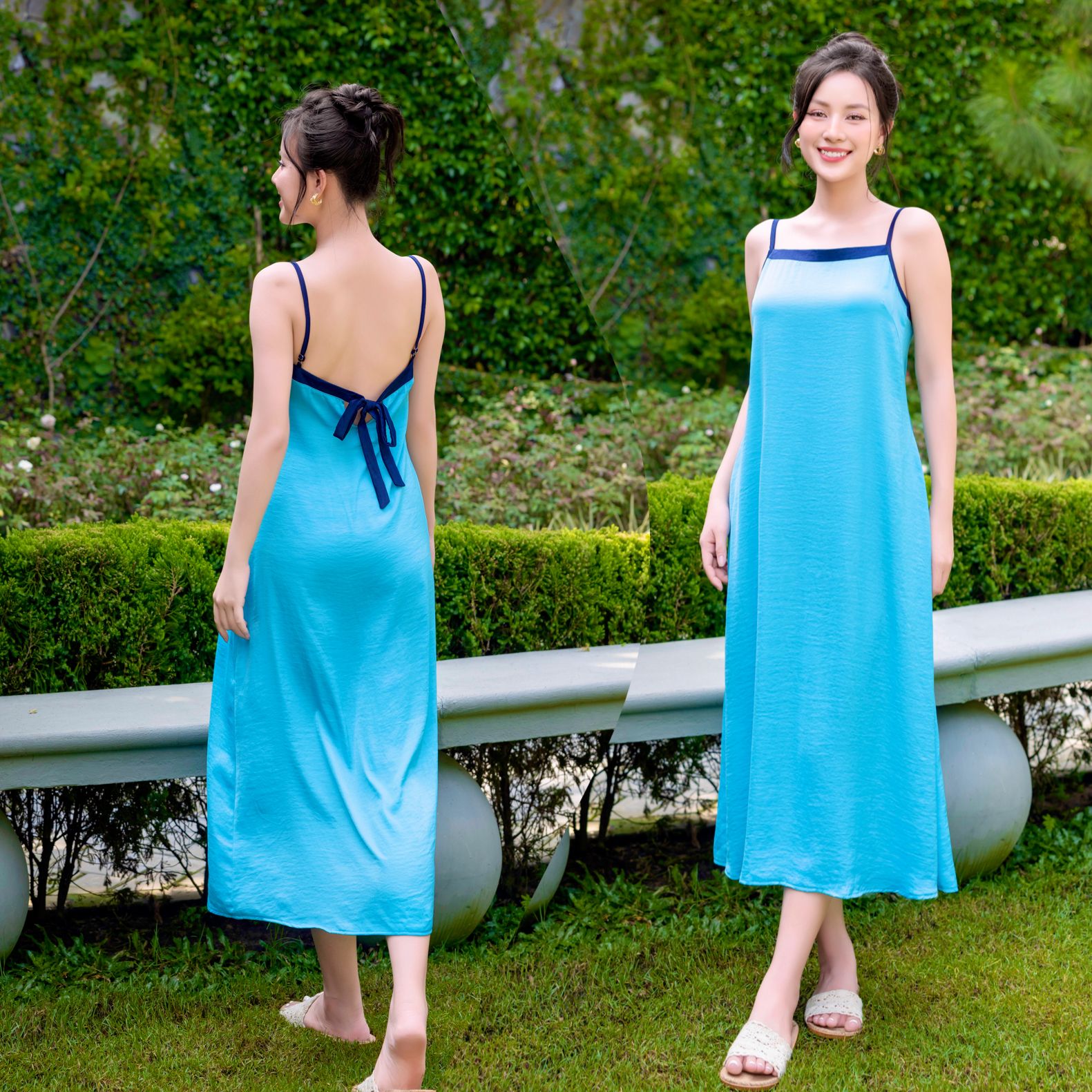 Đầm dây dài cột nơ sau