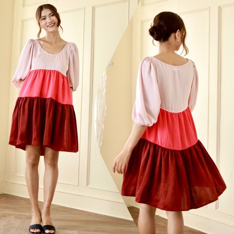 Đầm babydoll 3 tầng màu Infashion