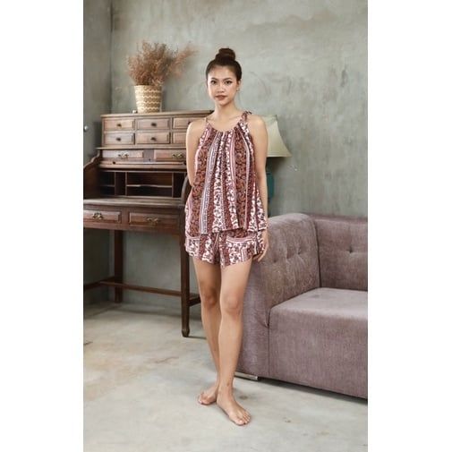  Bộ đùi mặc nhà lụa cotton cổ yếm Infashion 