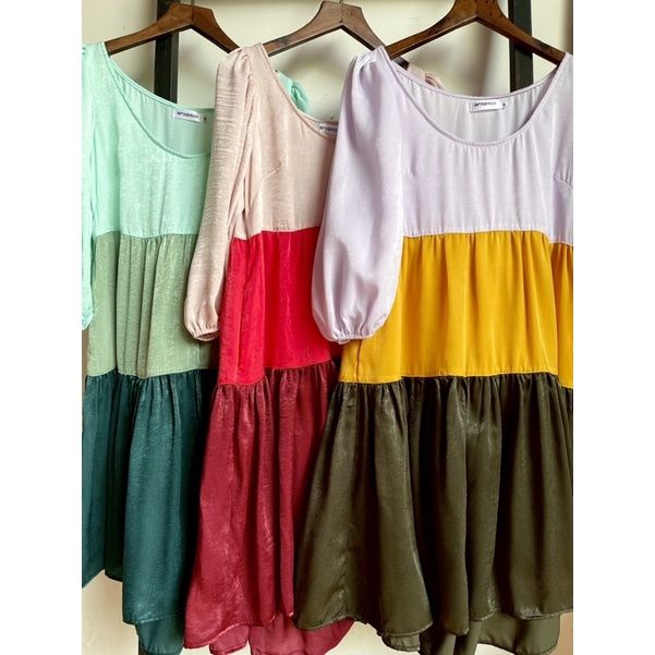 Đầm babydoll 3 tầng màu Infashion