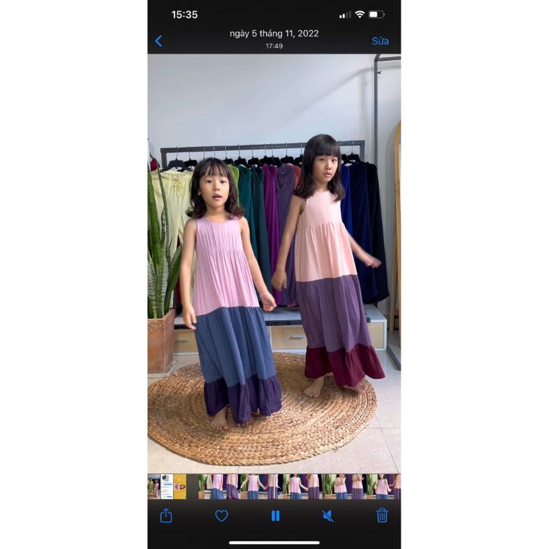 Đâm maxi 2 lớp thiết kế cho bé gái Infashion