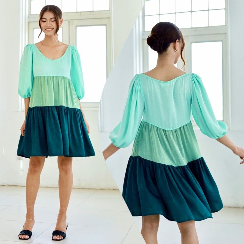 Đầm babydoll 3 tầng màu Infashion