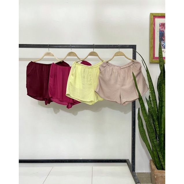 Quần đùi nữ mặc nhà vải lụa visco