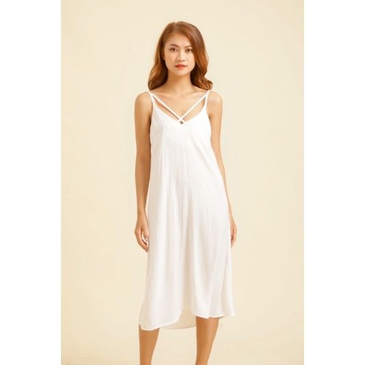 Đầm lụa hoa 2 dây Infashion