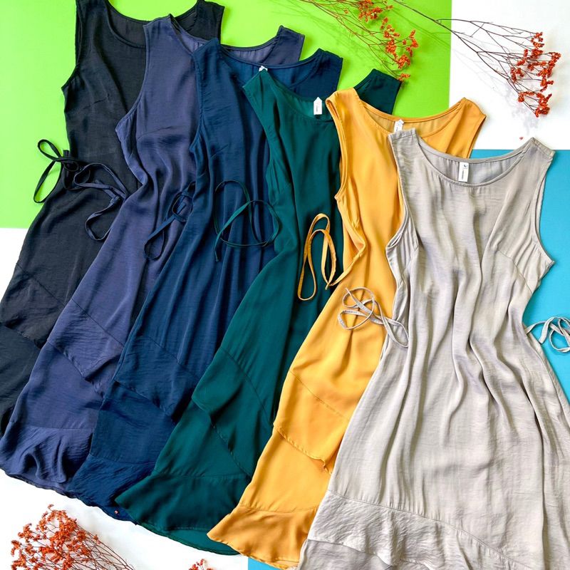 Đầm lụa ngủ bèo chân váy Infashion