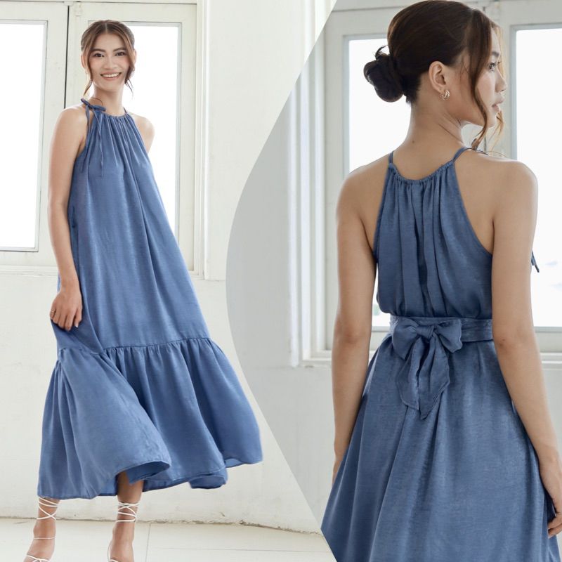 Đầm lụa maxi đi biển đuôi cá