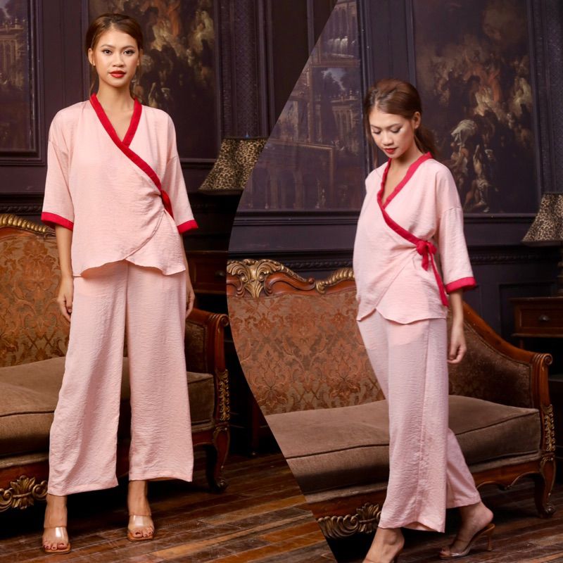 Đồ Bộ lụa quần dài ống rộng 9 tấc yukata Infashion