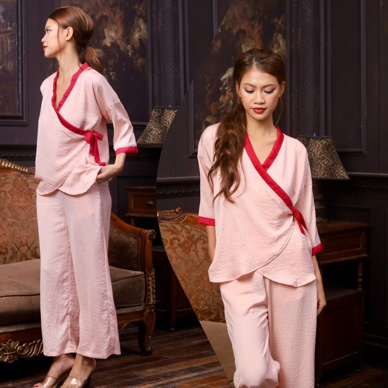 Đồ Bộ lụa quần dài ống rộng 9 tấc yukata Infashion