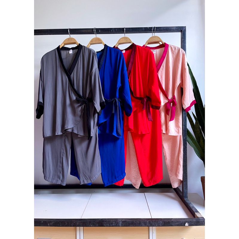 Đồ Bộ lụa quần dài ống rộng 9 tấc yukata Infashion