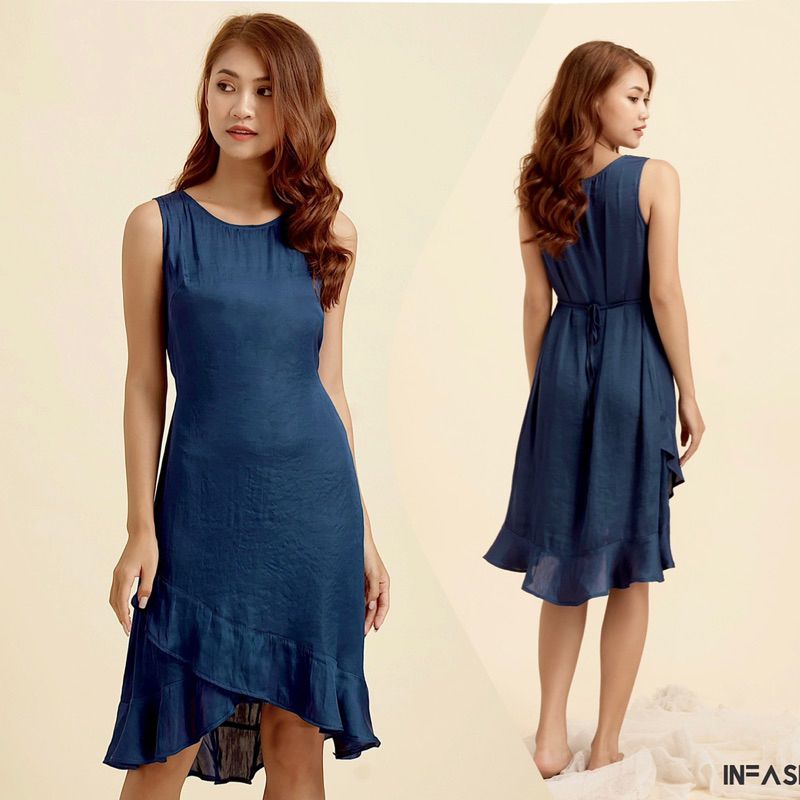 Đầm lụa ngủ bèo chân váy Infashion