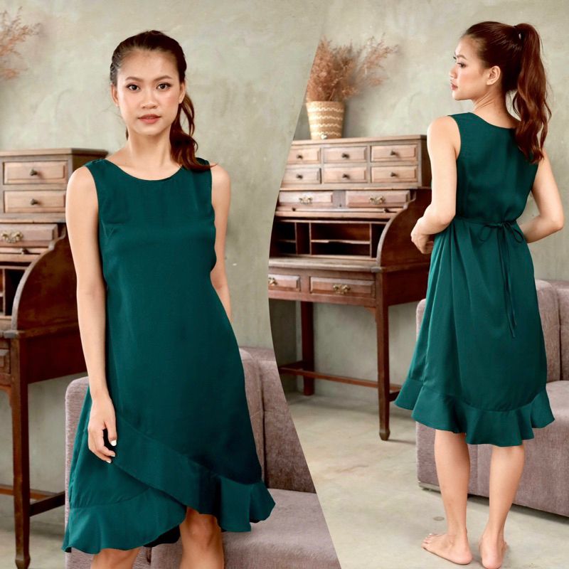 Đầm lụa ngủ bèo chân váy Infashion
