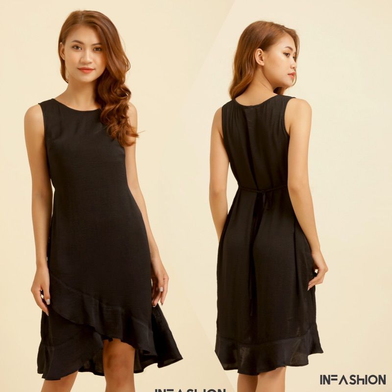 Đầm lụa ngủ bèo chân váy Infashion