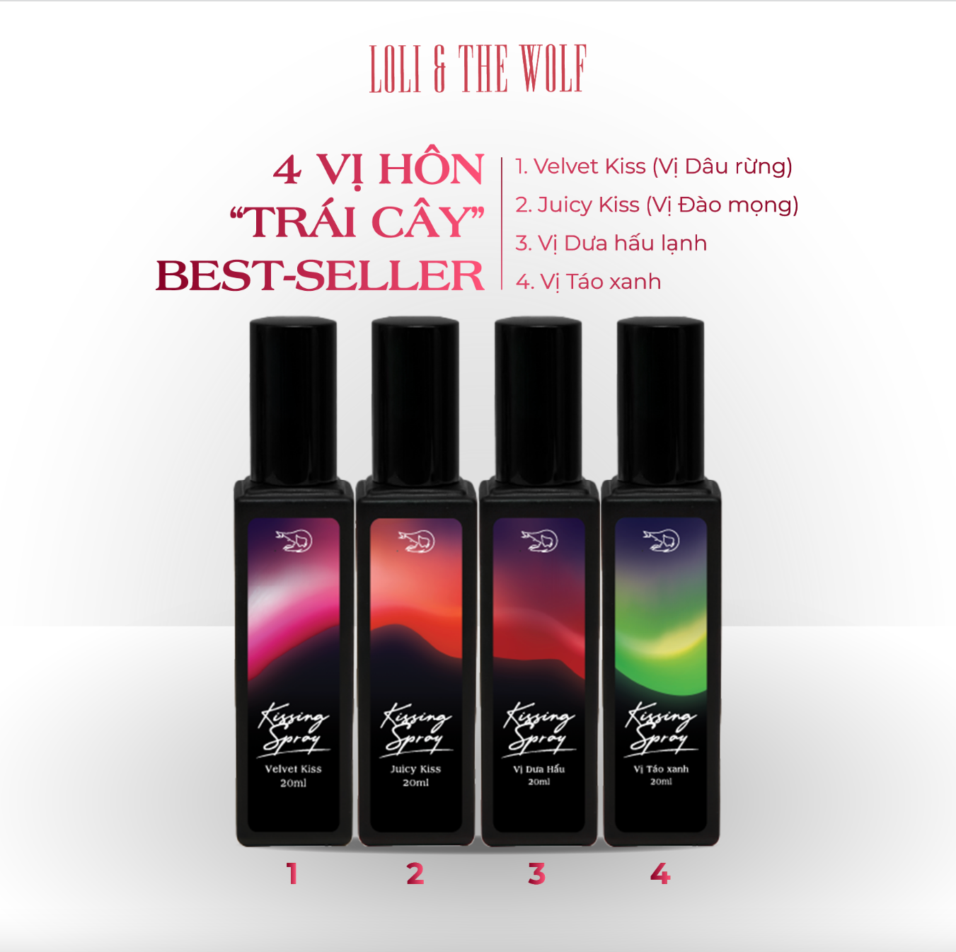  Set Kissing Spray 4 Vị Best Seller 