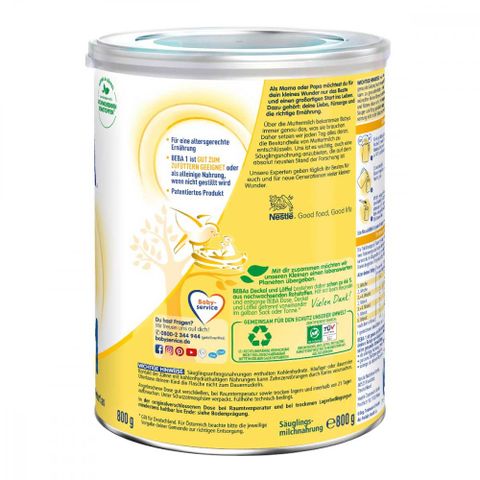  Sữa công thức cho trẻ sơ sinh Nestle Beba 1, 800g 