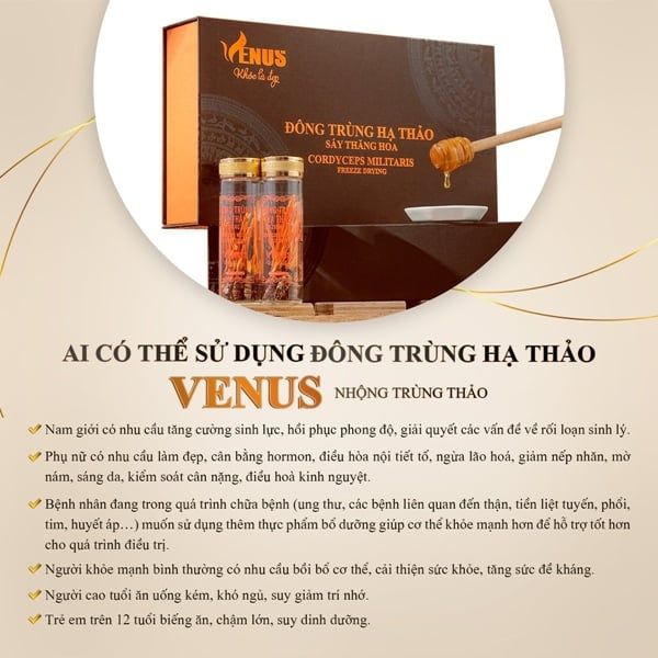 Đông trùng hạ thảo nguyên con sấy thăng hoa Venus 10g (50 con) - Nhộng trùng thảo khô