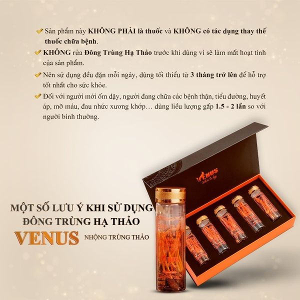 Đông trùng hạ thảo nguyên con sấy thăng hoa Venus 10g (50 con) - Nhộng trùng thảo khô