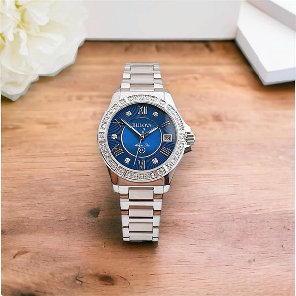  Bulova Marine Star Diamond Blue Dial Stainless 96R215 