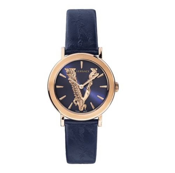  Đồng Hồ Nữ Versace Virtus Blue Leather Strap 36mm 